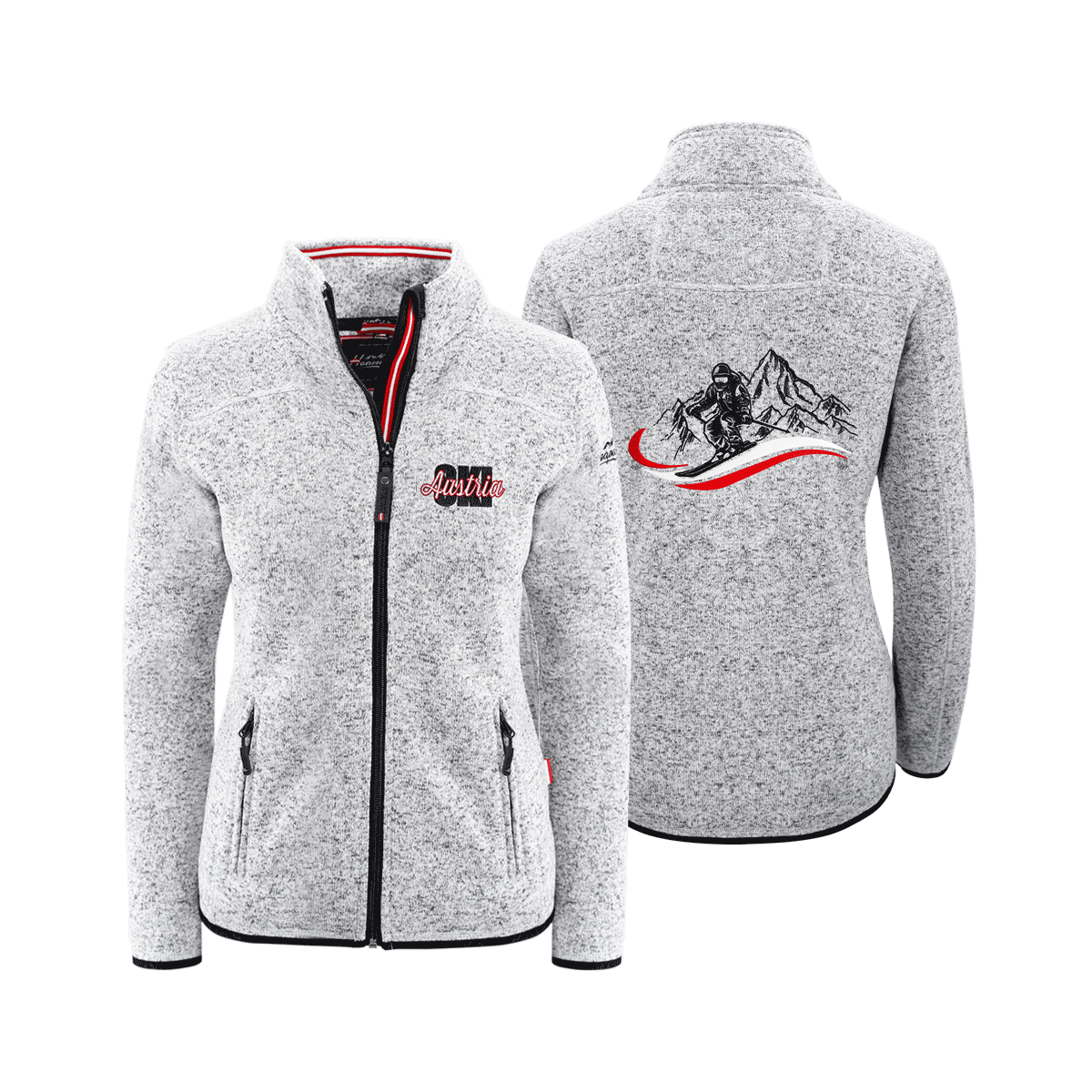Austria Ski Damen Fleece Weste hellgrau ohne Kapuze #Farbe_Hellgrau