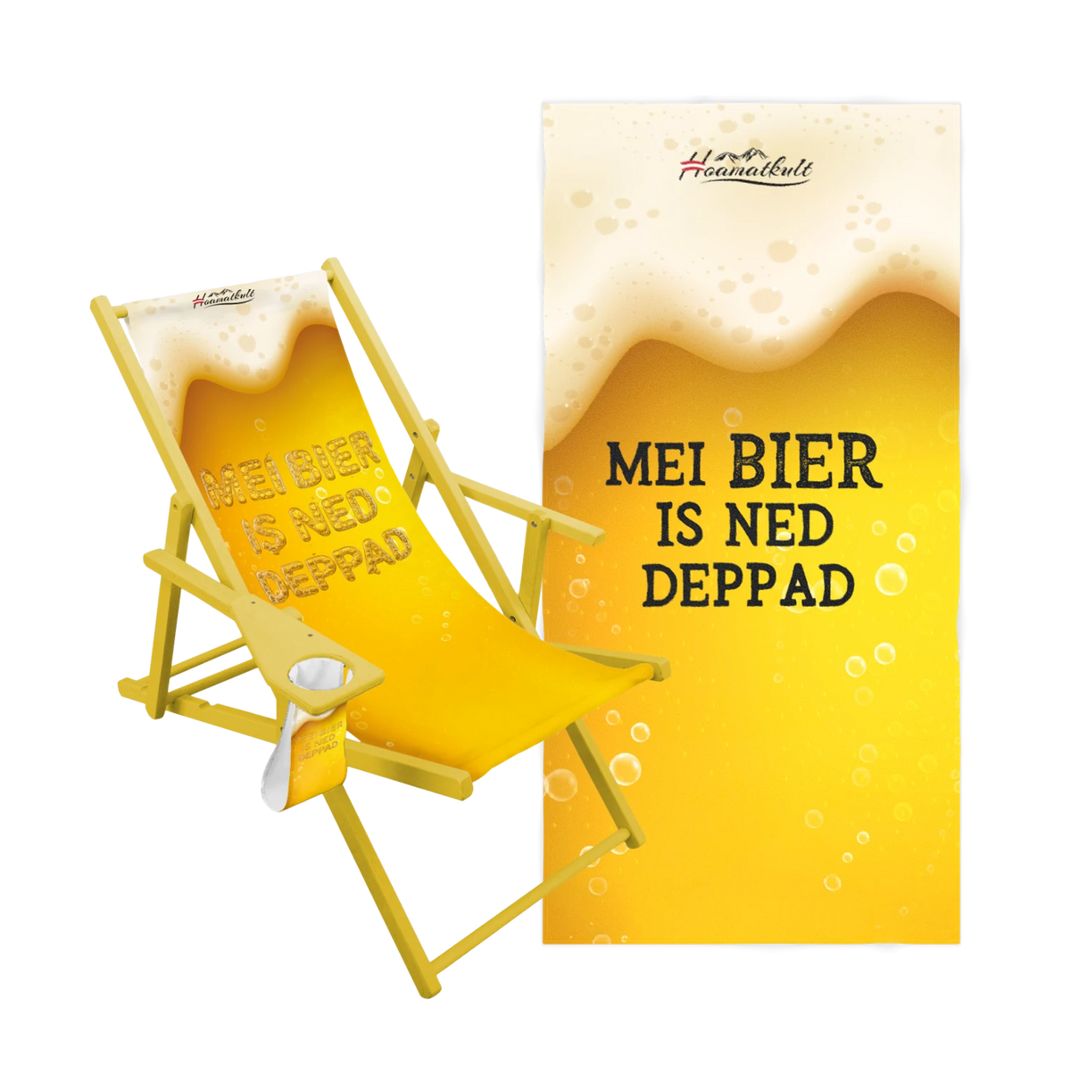 Bier Kombo Liegestuhl mit Getränkehalter Badetuch