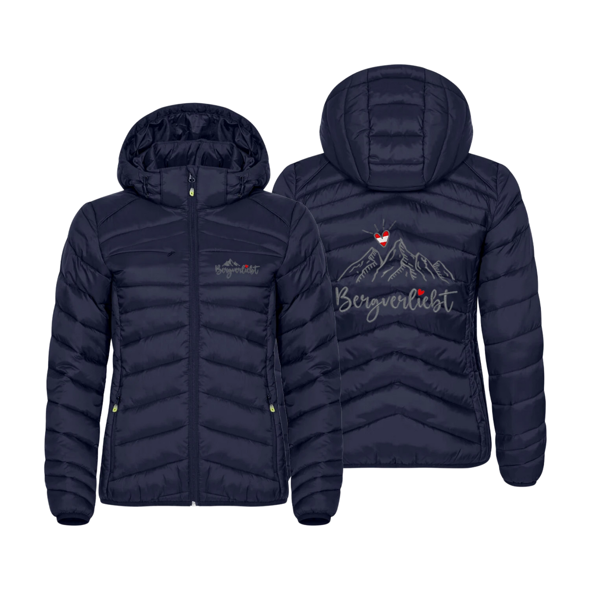 Daunenähnliche Steppjacke für Damen Bergverliebt Stick #Farbe_Dunkelblau