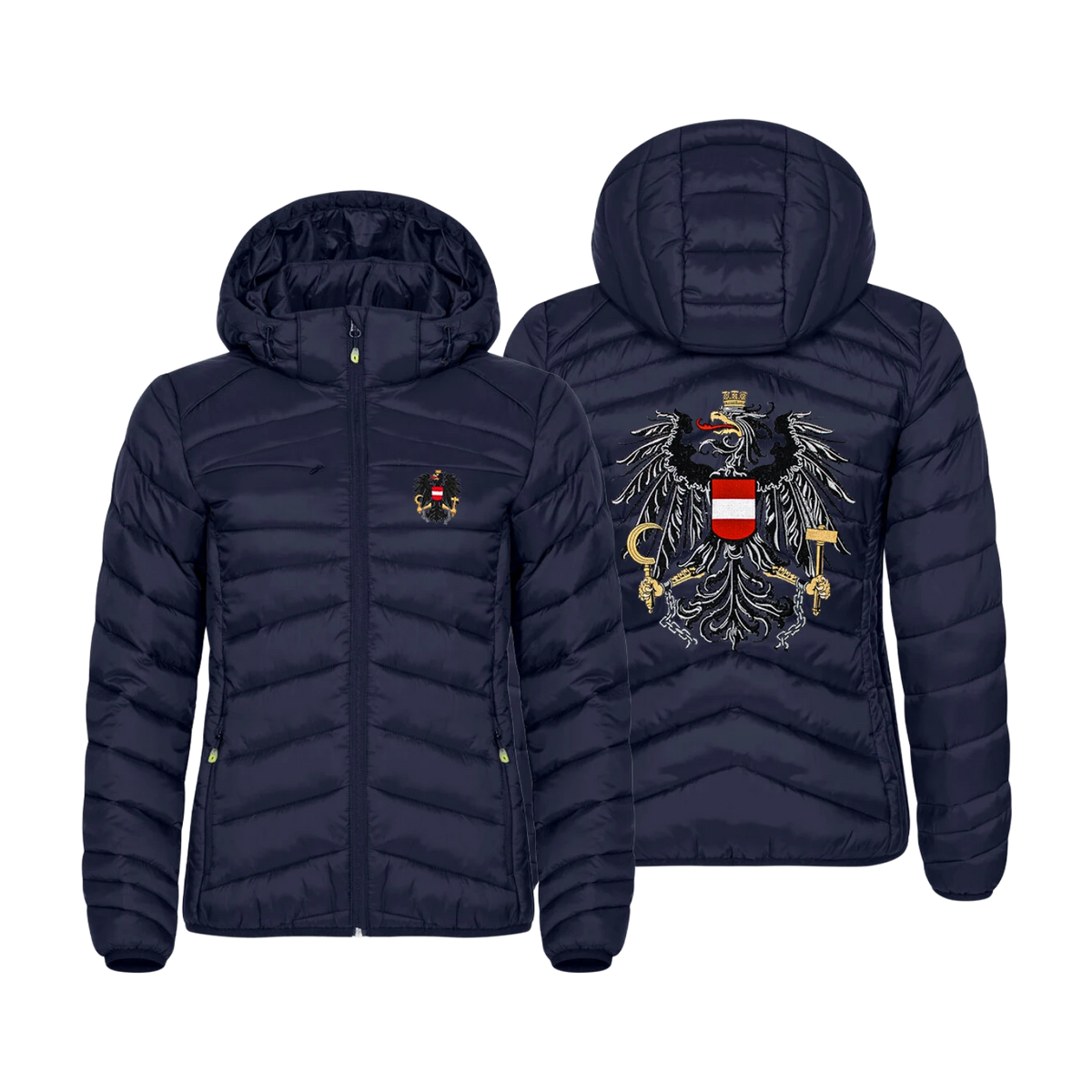 Dunkelblaue Österreich Jacke wattiert Damen #Farbe_Dunkelblau