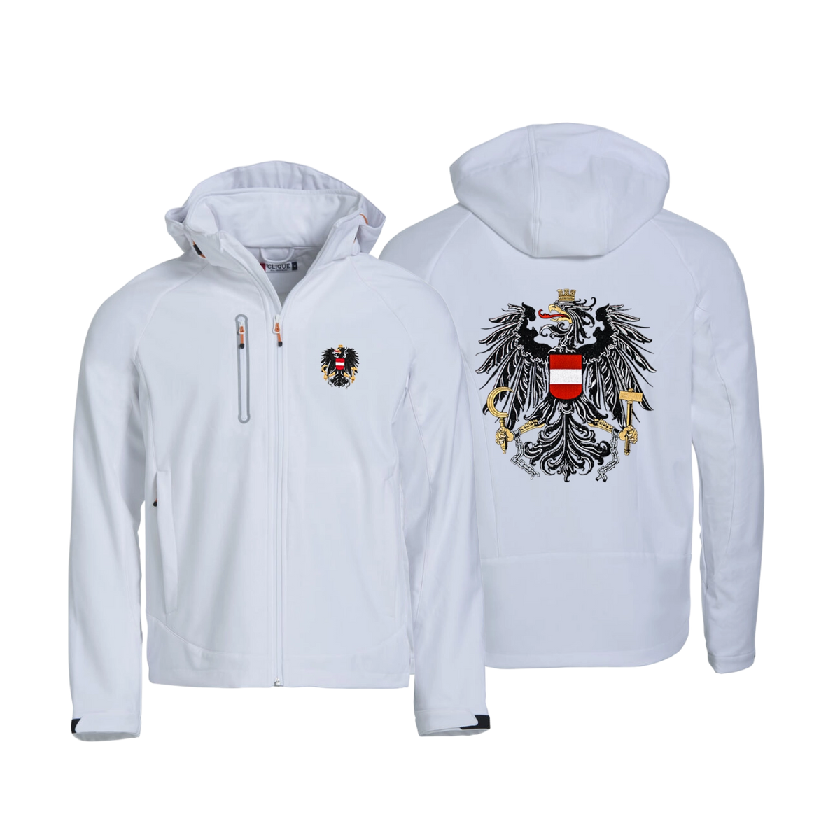 Funktionale Österreich Adler Softshelljacke #Farbe_Weiß
