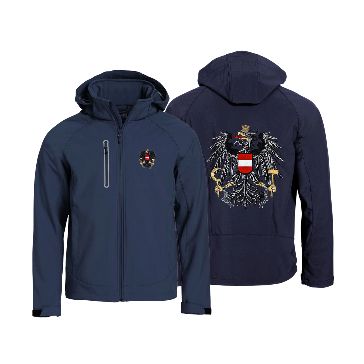 Funktionale Softshelljacke für Herren mit Österreich Motiv #Farbe_Dunkelblau