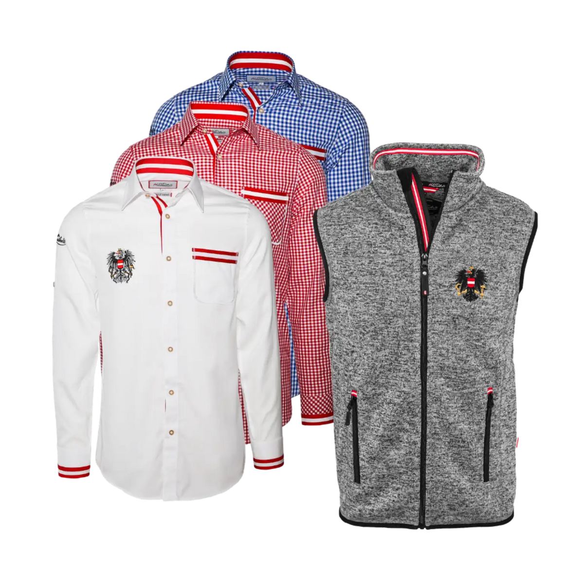 Geschenkpaket Kultgilet dunkelgrau Trachtenhemd #Farbe_Dunkelgrau