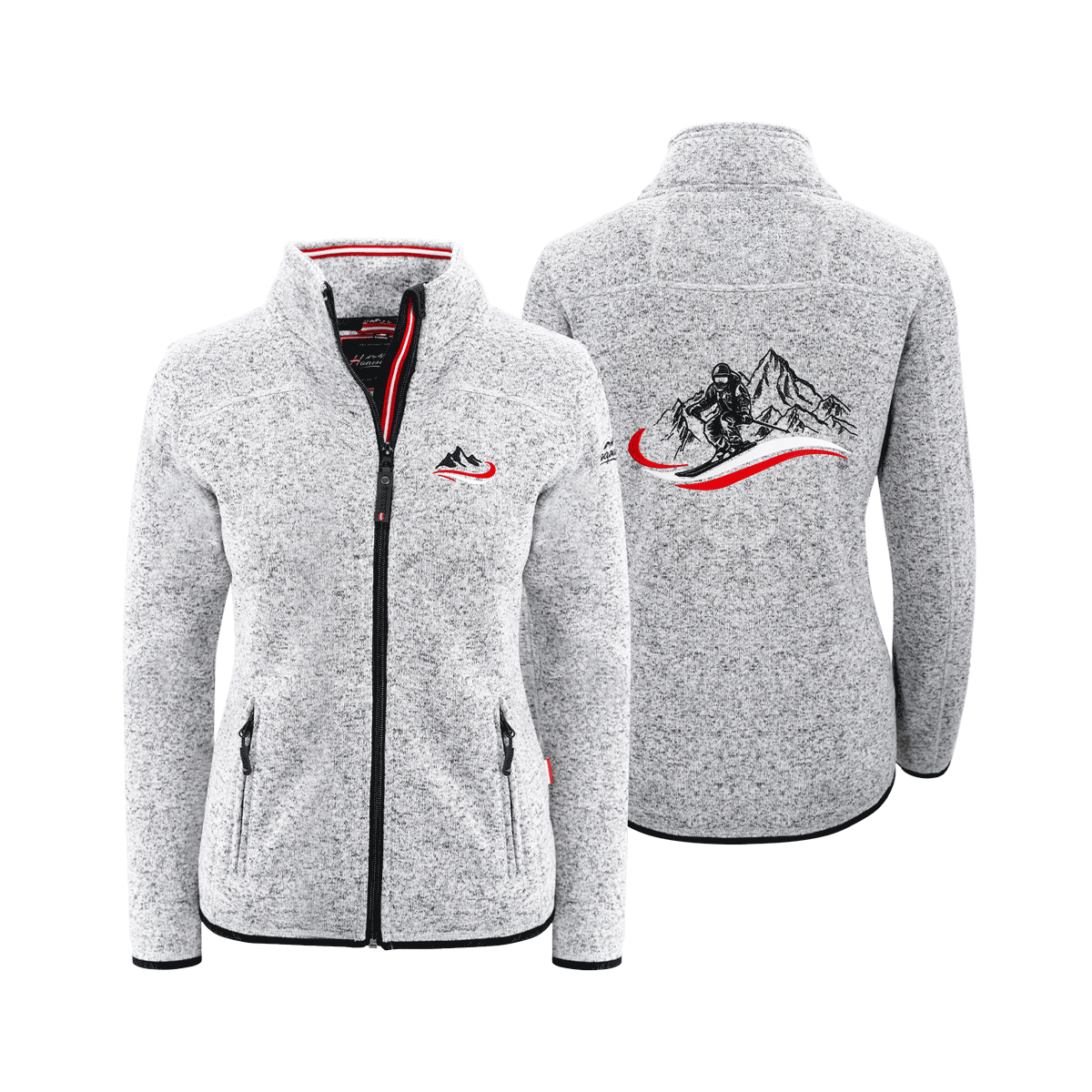 Graue Kultjacke ohne Kapuze Damen Ski Motiv #Farbe_Hellgrau