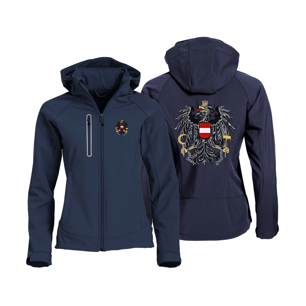 Österreich Adler Softshelljacke dunkelblau Damen #Farbe_Dunkelblau