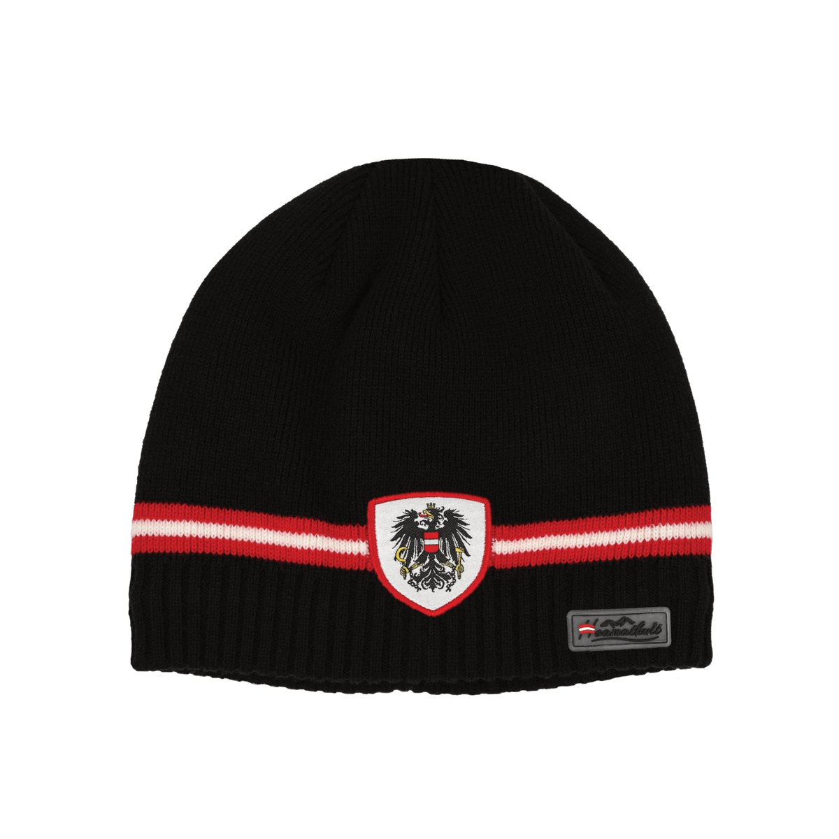 Österreich Adler Strickmütze aus Merinowolle #Farbe_Schwarz