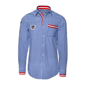 Österreich Trachtenhemd Herren Karo blau #Farbe_Blau-Kariert