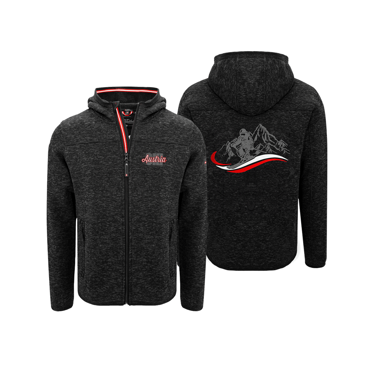 Schwarze Herren Kultjacke mit Austria Ski Stickerei #Farbe_Schwarz