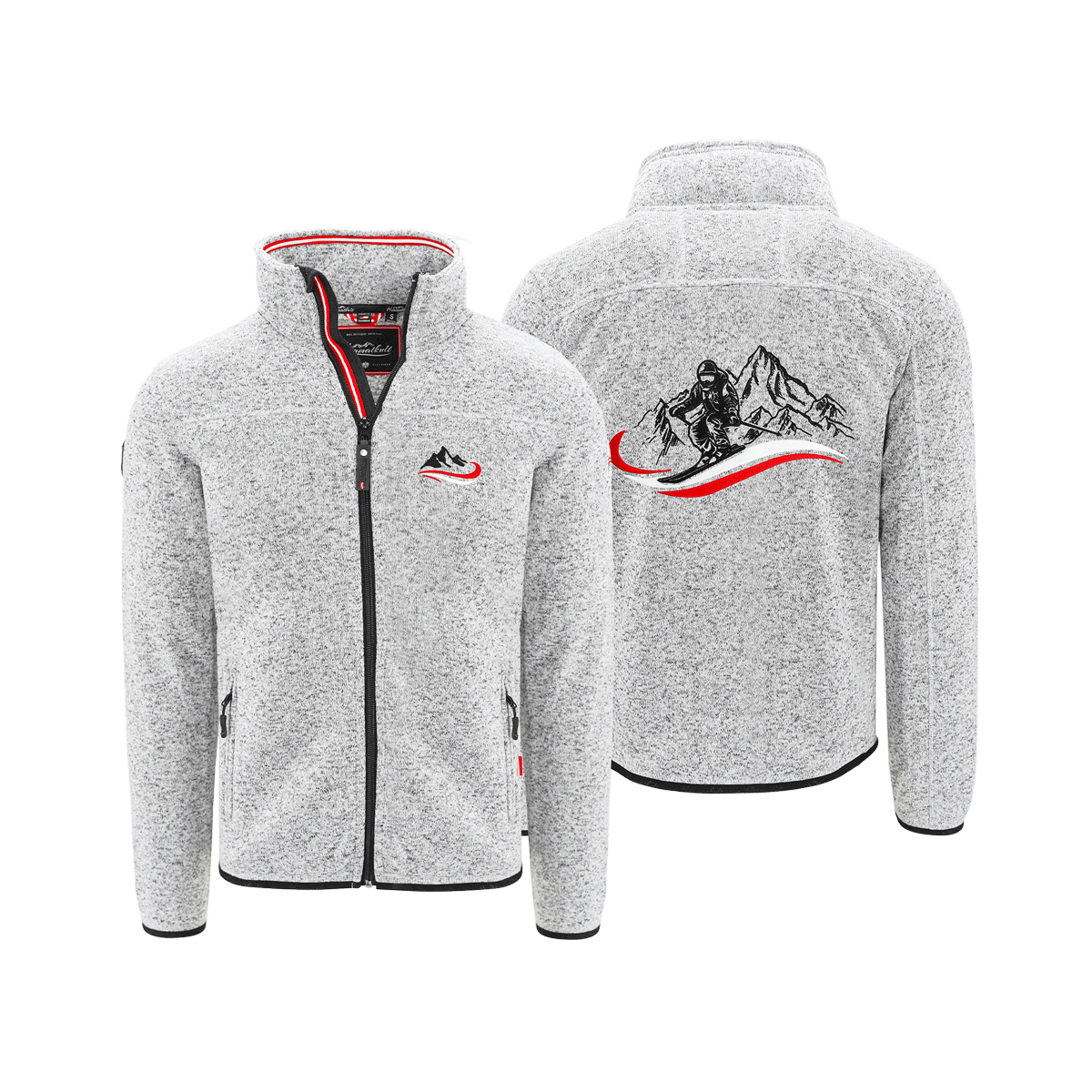 Ski Fleece Kultjacke ohne Kapuze hellgrau #Farbe_Hellgrau