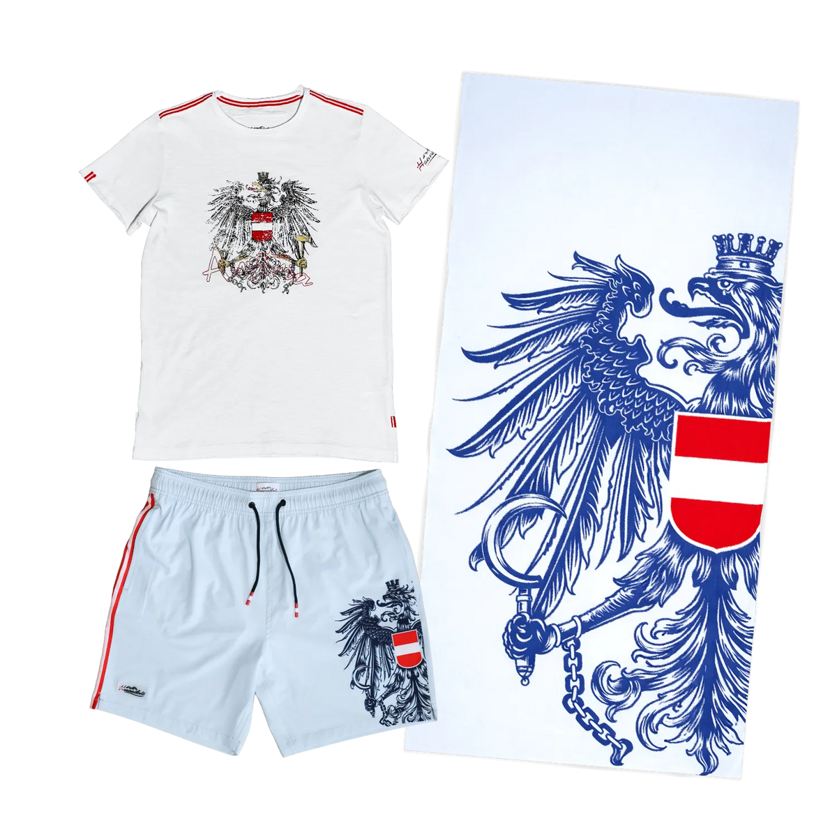 Sommer Kombo Badehose Badetuch T-Shirt hellblau #Farbe_Hellblau