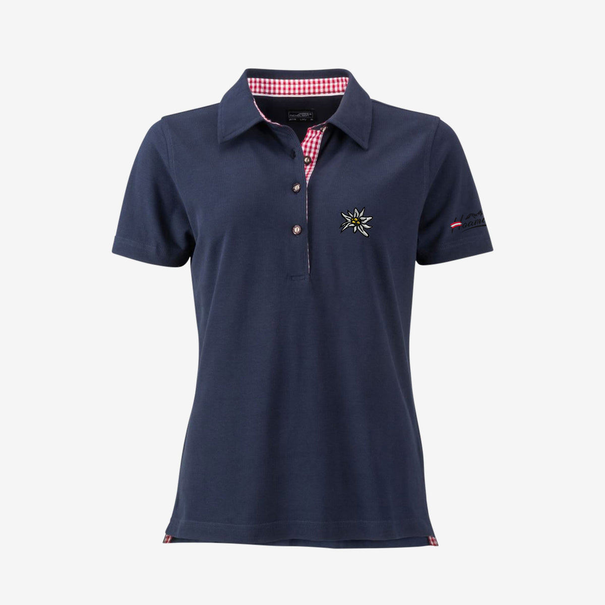 Edelweiss Trachtenpolo Damen #Farbe_Navy-Blau