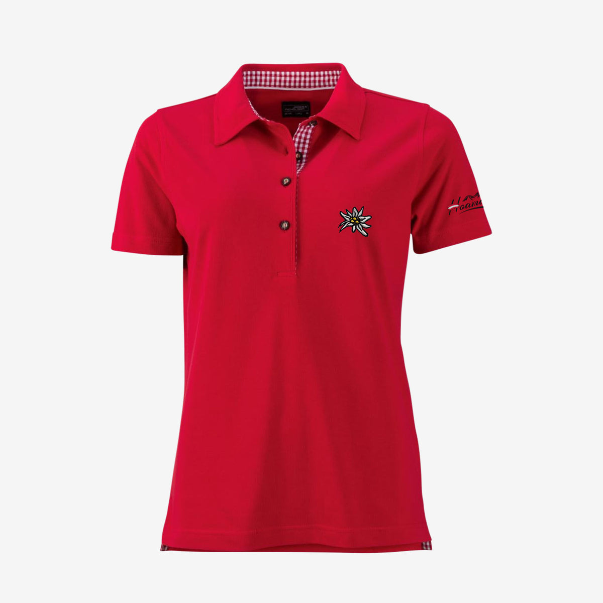 Edelweiss Trachtenpolo Damen Rot #Farbe_Rot