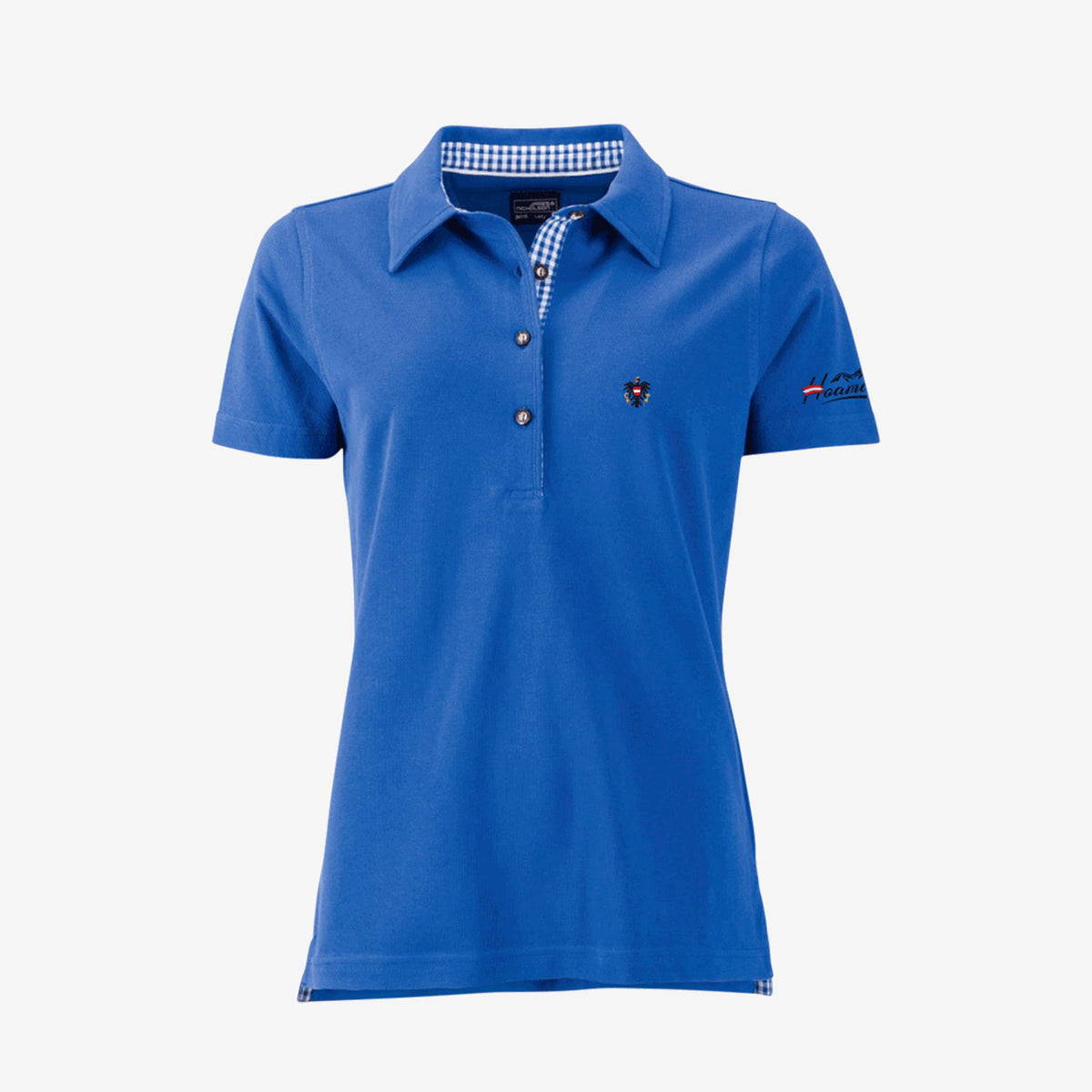 Blaues Damen Karo Poloshirt #Farbe_Royal-Blau