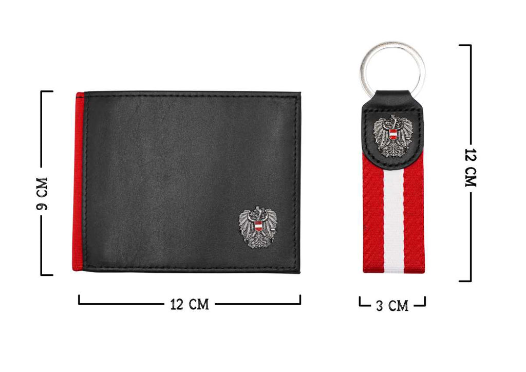 Österreich Geldtasche Geschenkset Leder - schwarz