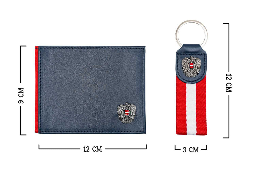 Österreich Geldtasche Geschenkset Leder - blau