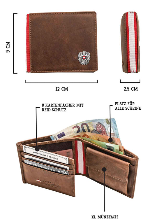 Österreich Adler Wappen Geldtasche - Vintage Leder