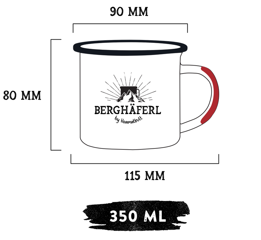 Berghäferl Emaille Tasse - das Original
