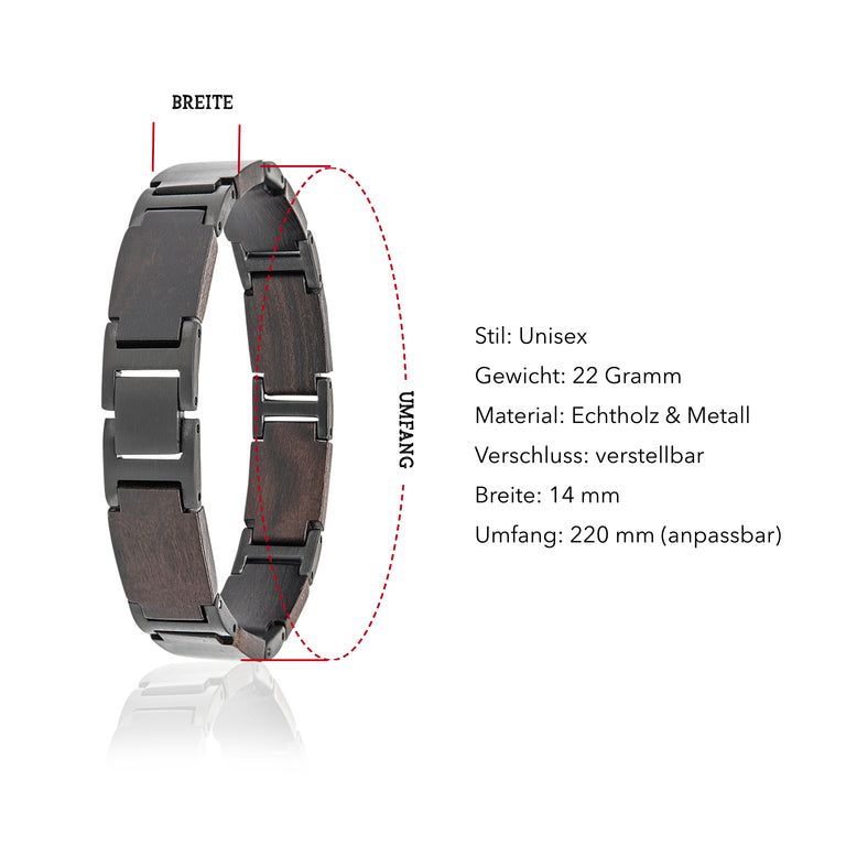 Armband Holz / Edelstahl Schwarz