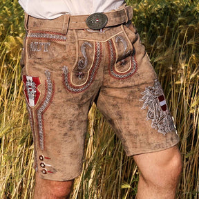 Kult Lederhose Österreich Adler - Vintage Braun