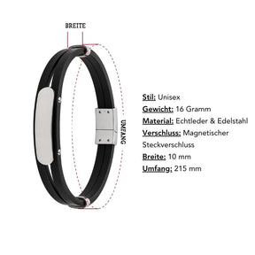 Abmessungen Armband 2 Echtleder Edelstahl