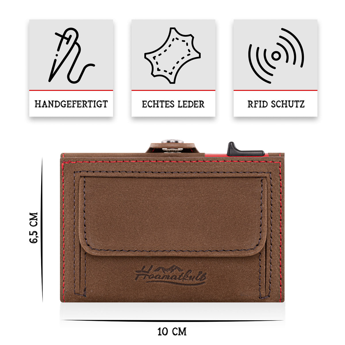 Adler Smart Wallet Bifold mit Karten-Pop-Up Funktion aus Echtleder