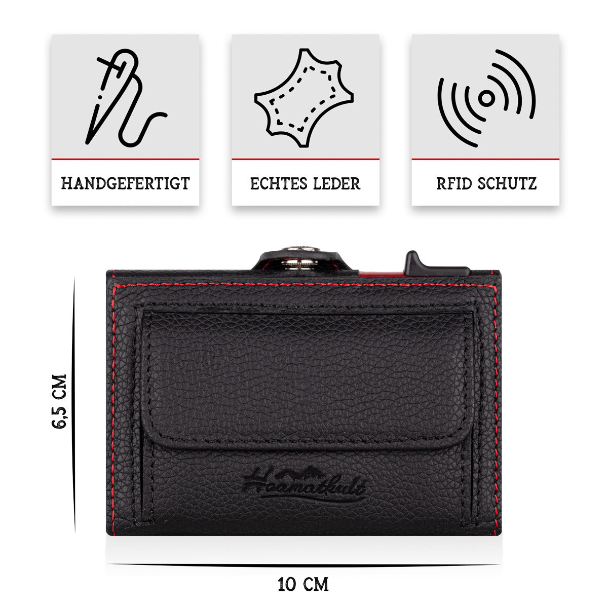 Adler Smart Wallet Bifold mit Karten-Pop-Up Funktion aus Echtleder
