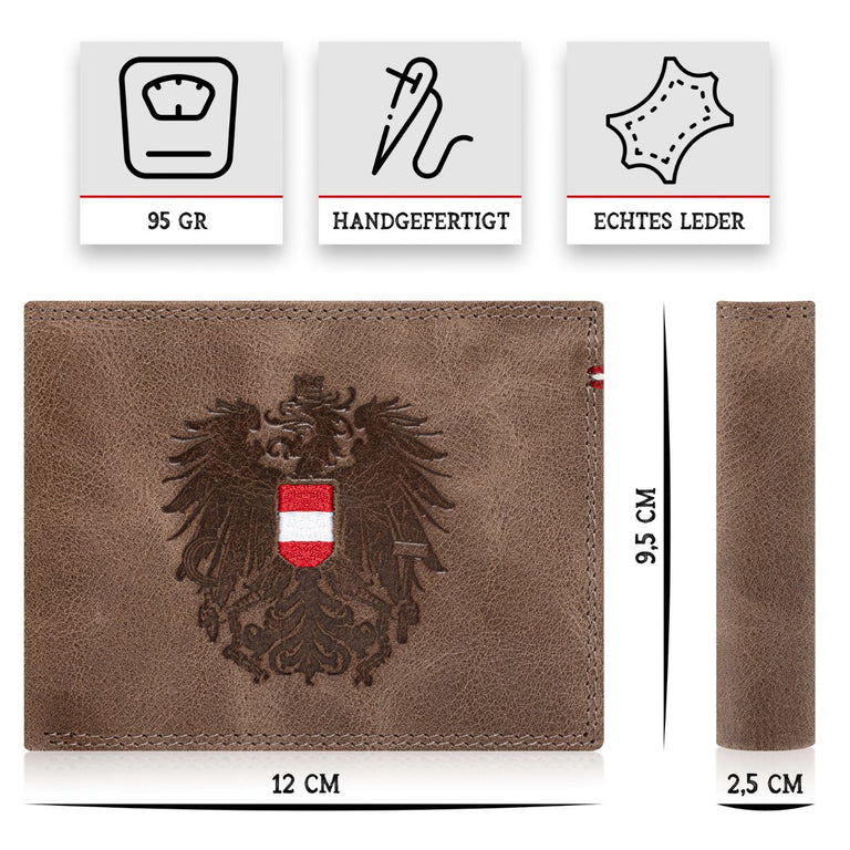 Österreich Adler Geldtasche - Leder Braun