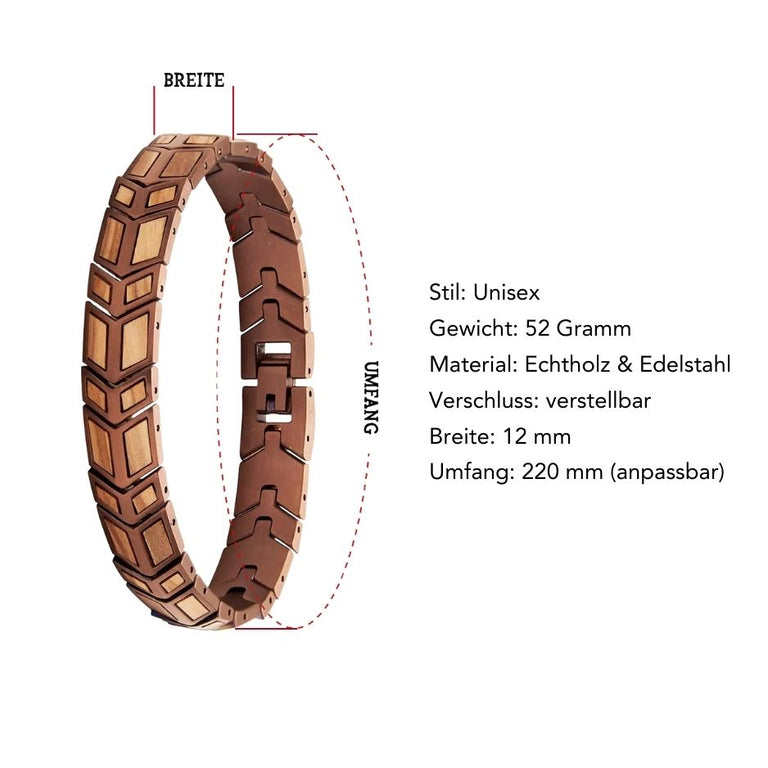 Stilvolles Armband aus kupferfarbenem Edelstahl & Walnussholz