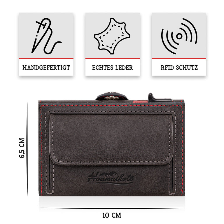 Adler Smart Wallet Bifold mit Karten-Pop-Up Funktion aus Echtleder