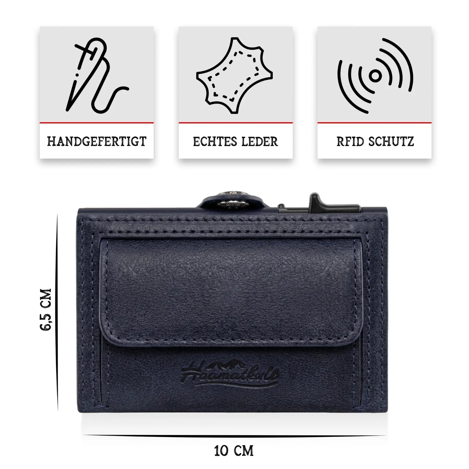Adler Smart Wallet Trifold mit Karten-Pop-Up Funktion aus Echtleder