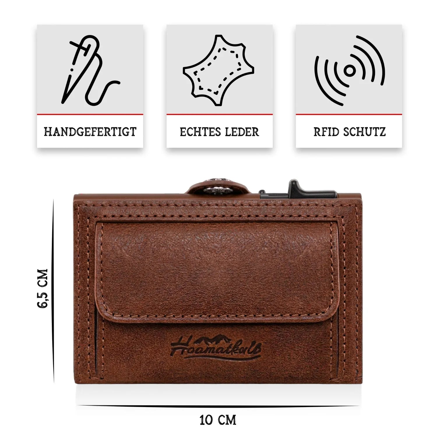 Adler Smart Wallet Trifold mit Karten-Pop-Up Funktion aus Echtleder
