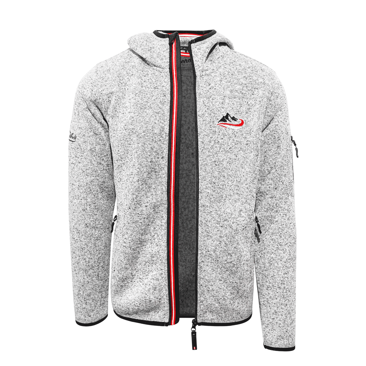 Alpenmode Strickfleece Jacke Berg Stickerei