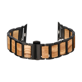 Apple Watch Band Olivenholz schwarzer Edelstahl