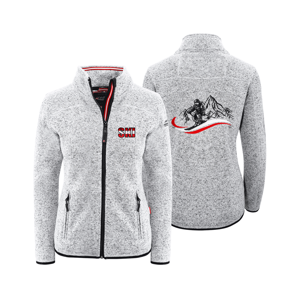 Apres Ski Outfit für Damen hellgrau mit Skimotiv #Farbe_Hellgrau