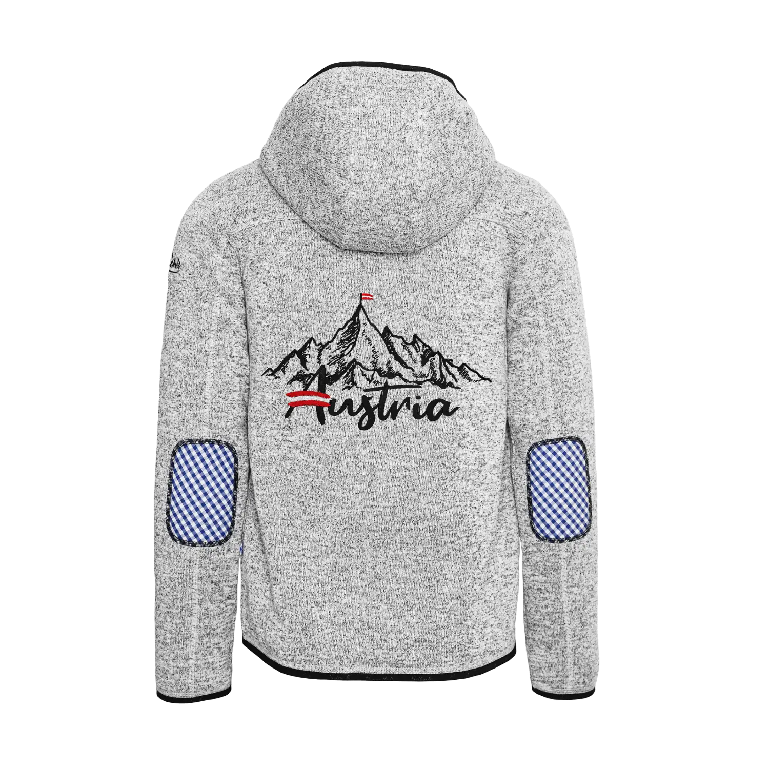Berg Trachten Kultjacke mit Kapuze - Karo Blau