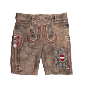 Kult Lederhose Österreich Adler - Vintage Braun