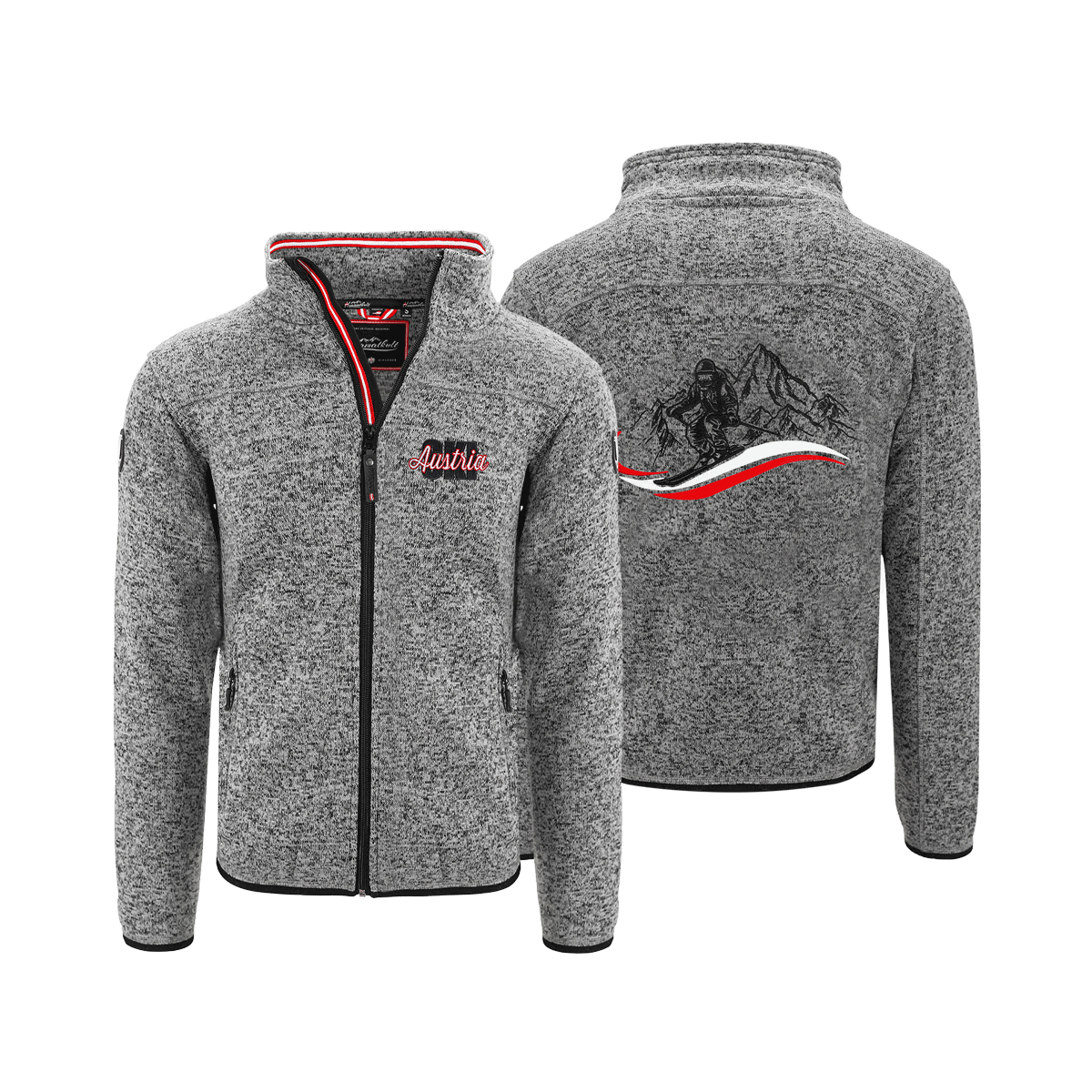 Austria Ski Fleece Jacke ohne Kapuze Herren dunkelgrau #Farbe_Dunkelgrau