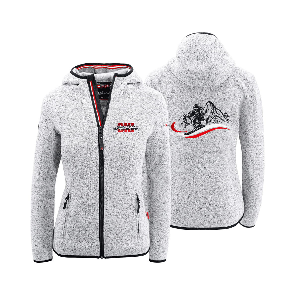 Austria Ski Strickfleece Jacke für Damen hellgrau #Farbe_Hellgrau