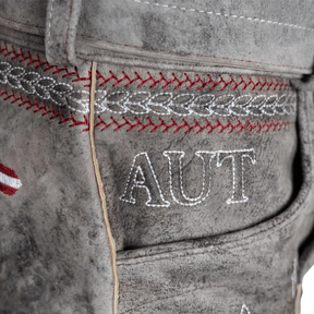 Kult Lederhose Österreich Adler - Vintage Grau