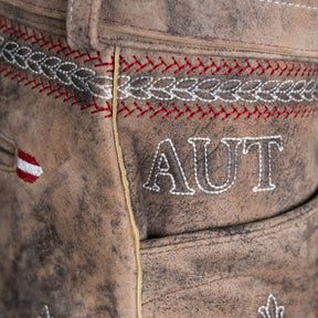 Kult Lederhose Österreich Adler - Vintage Braun