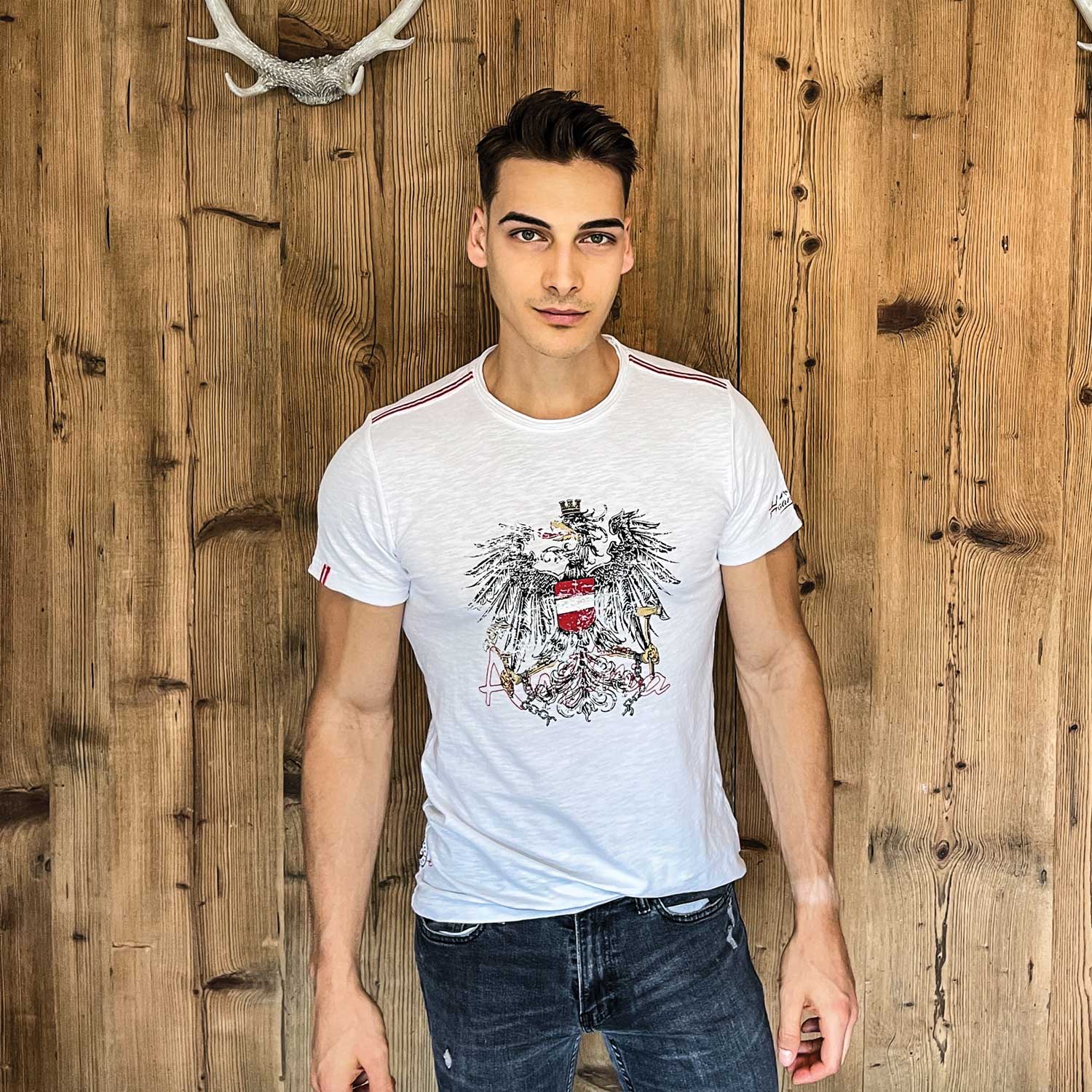 Österreich Adler T-Shirt Flammgarn - Weiss