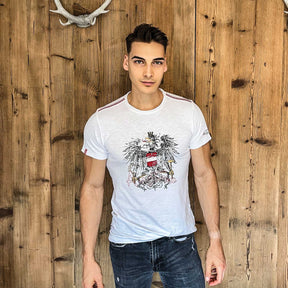 Österreich Adler T-Shirt Flammgarn - Weiss