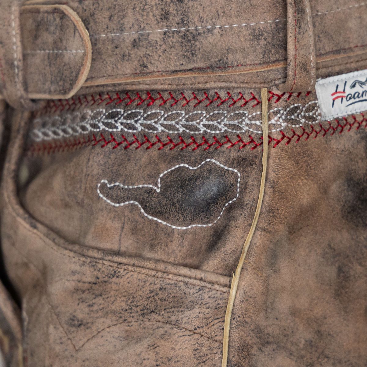 Austria Umriss Hoamatkult Lederhose #Farbe_Vintage-Braun