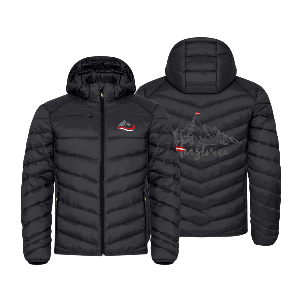 Berg Motiv Steppjacke Herren Schwarz #Farbe_Schwarz