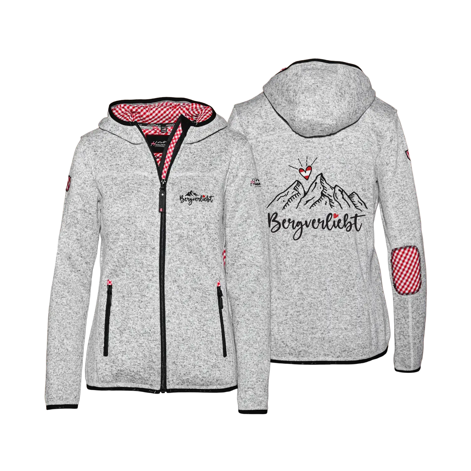Bergverliebt Kultjacke mit Kapuze rot kariert Damen #Farbe_Rot-Kariert