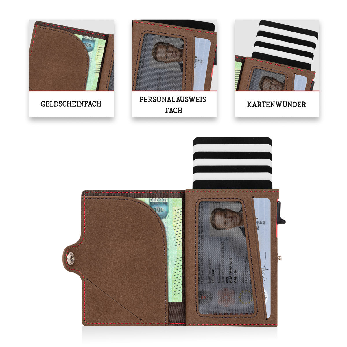 Bifold Wallet Vintage Braun Österreich Adler #Farbe_Vintage Braun