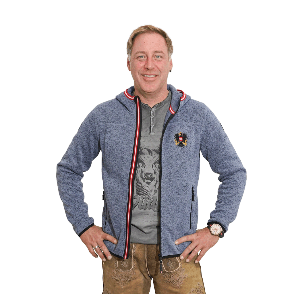 LIMITIERTE Österreich Adler Kultjacke mit Kapuze - Granitblau
