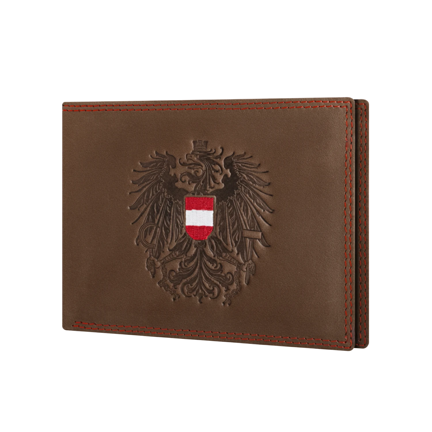 Österreich Adler Geldtasche - Vintage Leder Braun Rot Kontrast