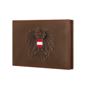 Österreich Adler Geldtasche - Vintage Leder Braun Rot Kontrast