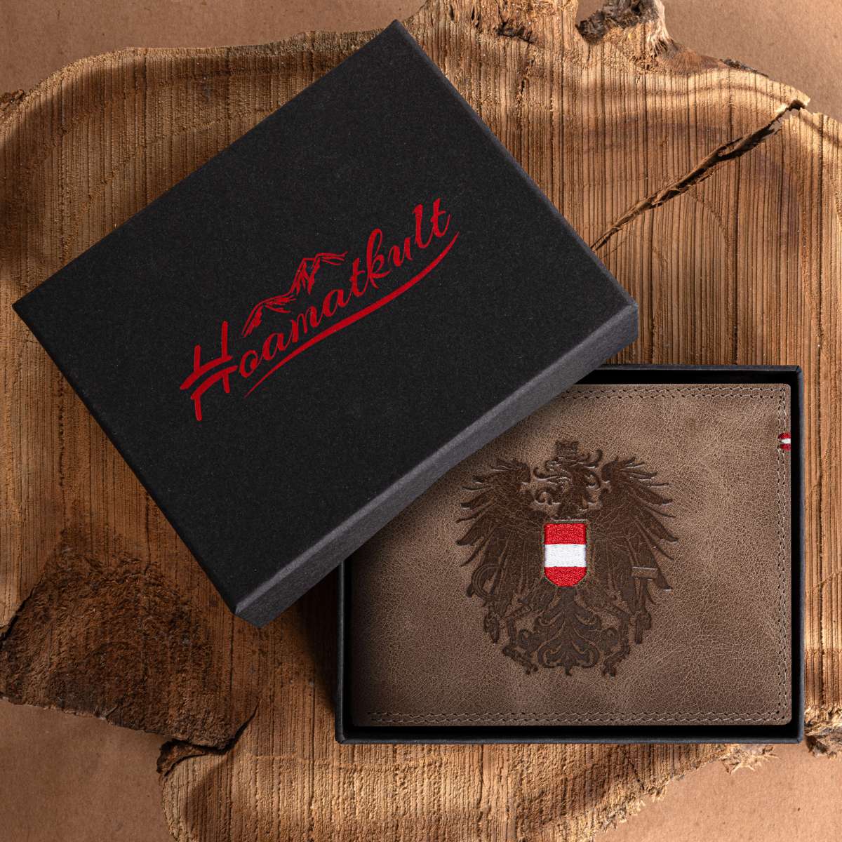 Österreich Adler Geldtasche - Leder Braun